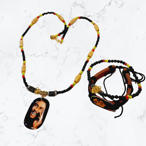 Handmade Male Bob Marley Necklace-Bracelet set***