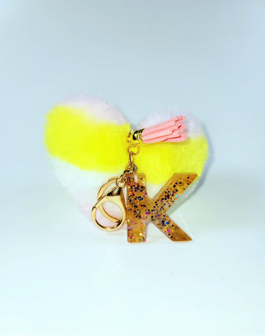 Resin Letter K Keychain - Multicolor - sparkle