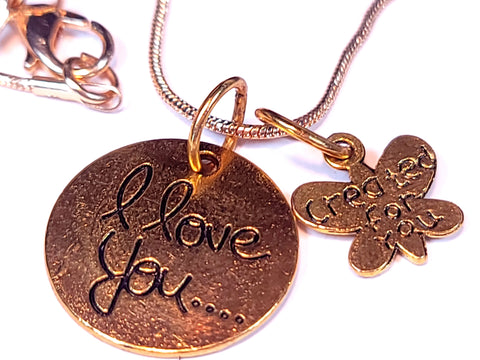 Handmade - Gold I-Love-You_Created-For-You Pendants Necklace