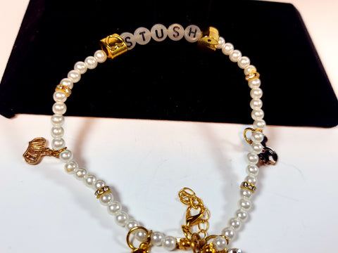 Dazzling Handmade - Beaded-White_and_gold-STUSH- Pendants Anklet