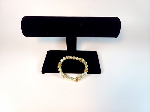 Handmade - Simply Classic Beaded-White_and_gold - bracelet