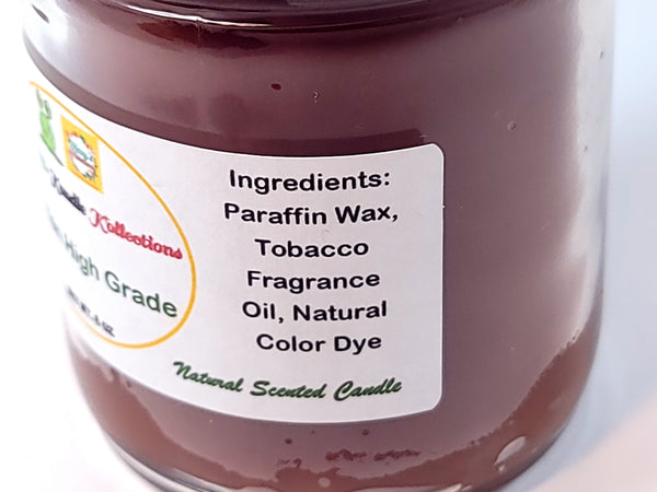 Handcrafted scented Candle - Cuban High Grade Tobacco-Coffee 8oz