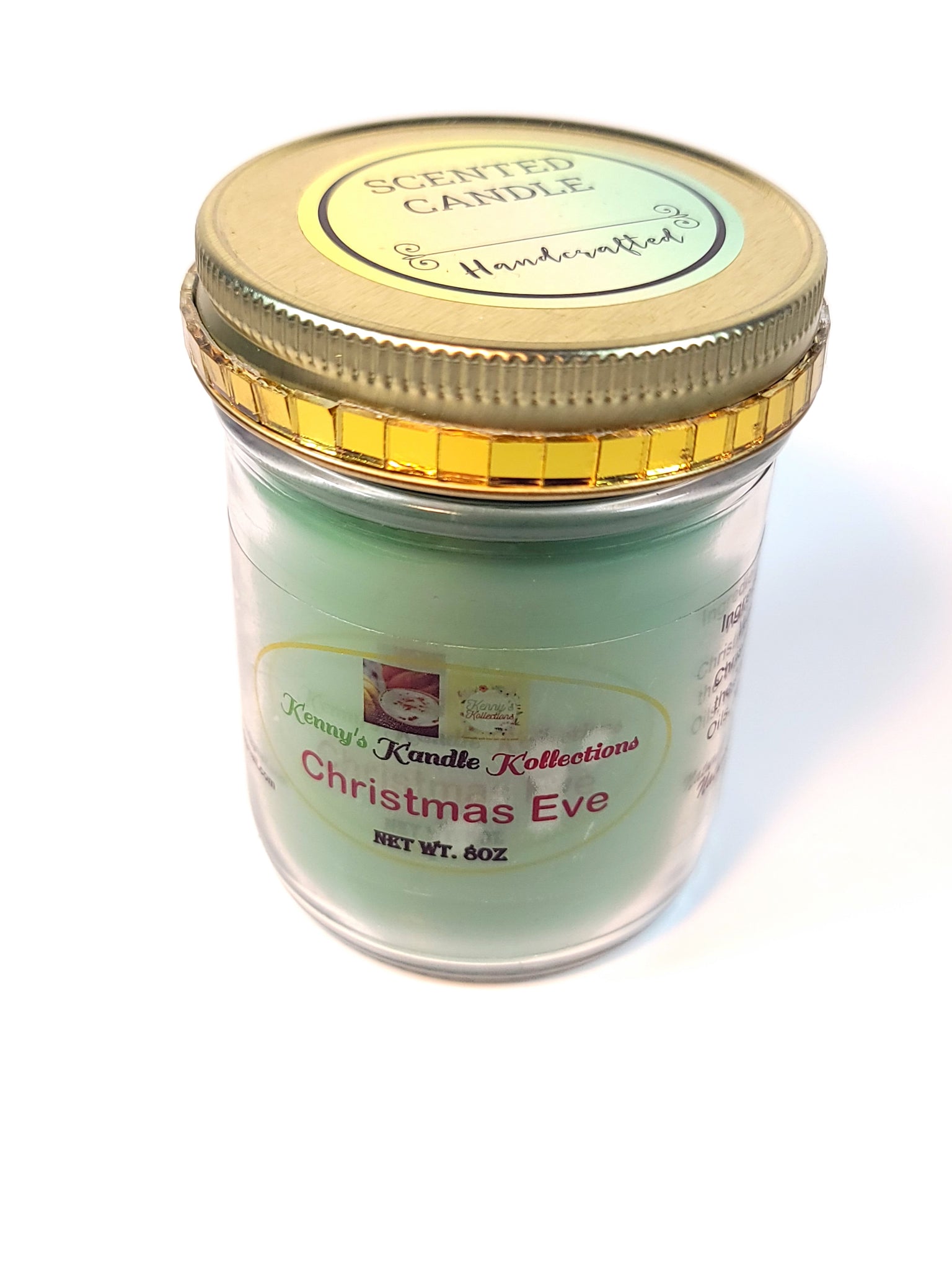 Handcrafted scented Candle - Christmas Eve - Green 8oz