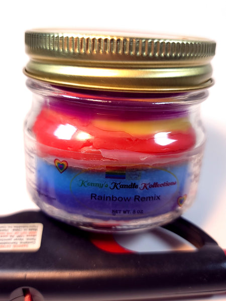 Handcrafted scented Candle - Rainbow Remix - Bright/Rainbow Colors 6oz