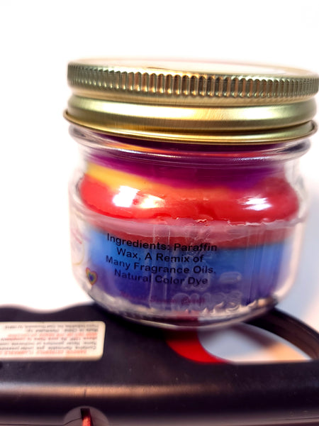 Handcrafted scented Candle - Rainbow Remix - Bright/Rainbow Colors 6oz