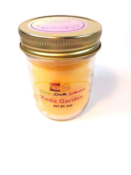 Handcrafted scented Candle - 'Keda Garden - Garden Yellow 8oz