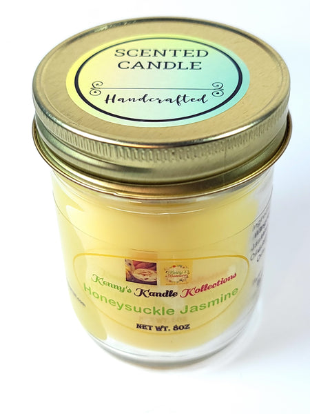 Handcrafted scented Candle - Honeysuckle Jasmine - Light Yellow 8oz