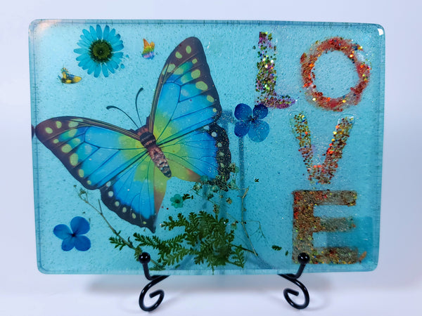 Medium Square Resin Plaque - Butterfly Love