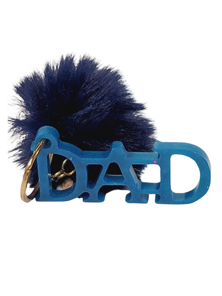 Resin Keychain - For Dad - Blue with Black Pompom