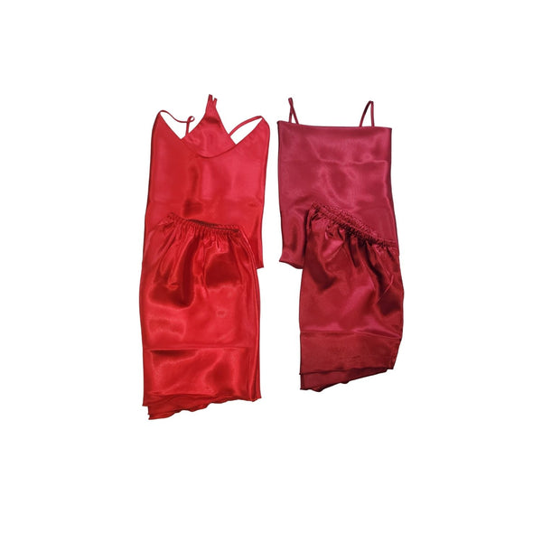 Customizable Drape Neck Cami PJ Set - Burgundy Satin