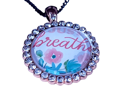 Personalized Photo Pendant Necklace - "Just Breathe"