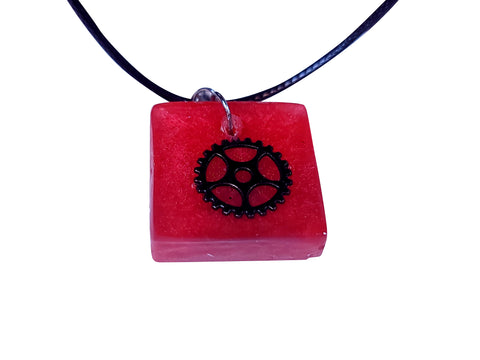 Dazzling Handmade - Red with Cartwheel Design - Black Necklace