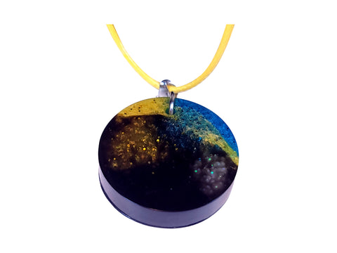 Dazzling Handmade - Resin - Black Blue & Yellow with Yellow Necklace