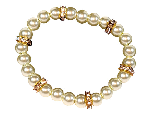 Handmade - Simply Classic Beaded-White_and_gold - bracelet