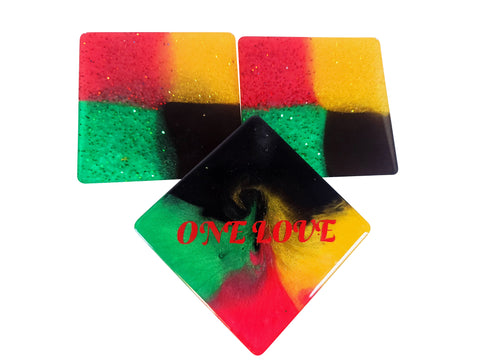 Small Square Resin Coasters - One Love