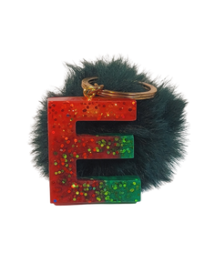 Resin Keychain - Letter E Rasta Colors - Black-Green-Red