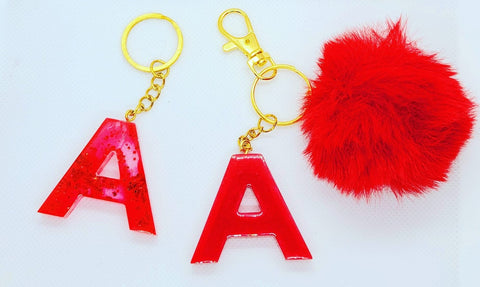 Resin Keychain - Letter A Red